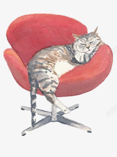 水彩猫咪png免抠素材_新图网 https://ixintu.com 时尚 水粉 沙发