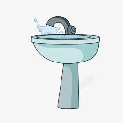卡通卫浴橱柜手绘洗手池元素矢量图高清图片