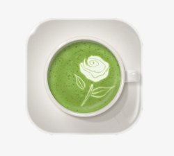 抹茶奶绿抹茶玫瑰咖啡拉花高清图片
