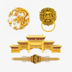 金碧辉煌建筑中式金黄元素高清图片