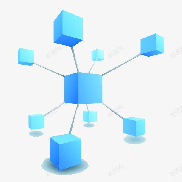 相连的方块png免抠素材_新图网 https://ixintu.com 几何图形 几何图案 方块 正方体 立方块 蓝色几何 蓝色方块 连接的方块