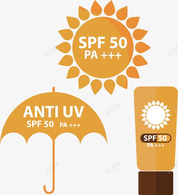 物理防晒化学防晒矢量图eps免抠素材_新图网 https://ixintu.com 大太阳 烈日 矢量图 矢量素材 英文防晒霜 遮阳伞 防晒霜