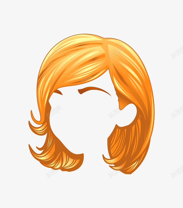 卡通女孩发型图案png免抠素材_新图网 https://ixintu.com 卡通 发型设计 女孩发型 披肩发 简图 黄发