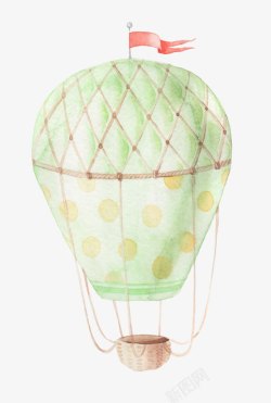 水墨热气球绿色水墨热气球高清图片