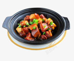 红烧肉饭砂锅里的食物肉饭高清图片