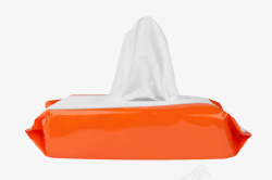 湿纸巾包装橙色塑料包装的湿纸巾实物高清图片
