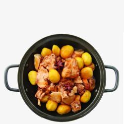板栗铁锅炖鸡素材