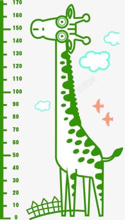 矢量身高尺绿色长颈鹿高清图片
