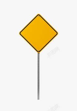 空白的三角形黄色警告牌实物素材