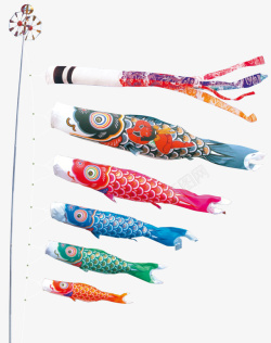 彩色鲤鱼旗日本风彩色鲤鱼旗高清图片