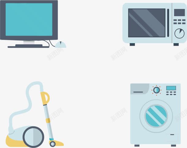 扁平电器矢量图ai免抠素材_新图网 https://ixintu.com 吸尘器 微波炉 扁平 洗衣机 电脑 简单 简约 矢量图