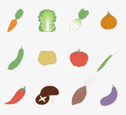 蔬菜合集手绘扁平化蔬菜合集高清图片