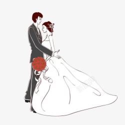 婚礼卡通人物矢量图拥抱的新郎新娘高清图片