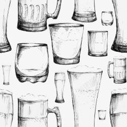 啤酒的空瓶子啤酒杯子高清图片