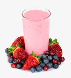 一杯草莓奶昔蓝莓酸奶高清图片