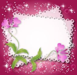 星光点缀花朵形状卡片梦幻星光鲜花边框高清图片