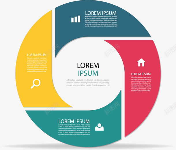 四项信息图表png免抠素材_新图网 https://ixintu.com 信息图表 分类 商务 圆形 矢量素材
