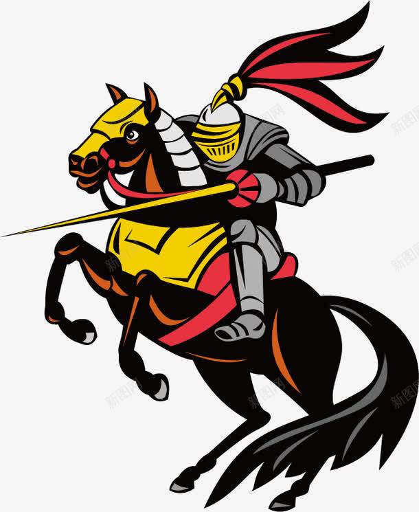 卡通骑士png免抠素材_新图网 https://ixintu.com 卡通 彩色 战马 手绘 插图 欧洲骑士 比武 盔甲 长毛 骑士模型 骑车