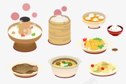 火锅饺子手绘扁平化美食高清图片