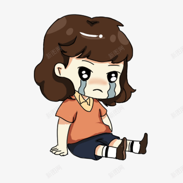 坐在地上大哭的女孩png免抠素材_新图网 https://ixintu.com 人物 卡通 坐着 坐着的小朋友 大哭 女孩 手绘图 梨花带雨 眼泪 表情