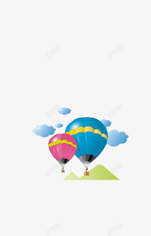 卡通童趣热气球装饰图png免抠素材_新图网 https://ixintu.com 云朵 卡通童趣 可爱 小清新 热气球 背景装饰图