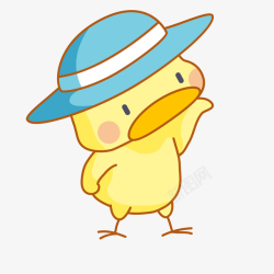 戴帽子卡通手绘小鸭子动物高清图片