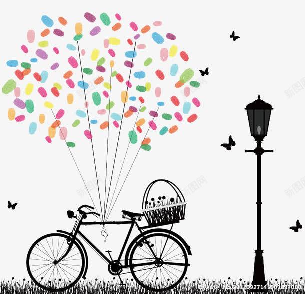 自行车上的气球png免抠素材_新图网 https://ixintu.com 春天气息 简笔画 蝴蝶 路灯