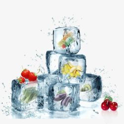 美的冰箱广告水果保鲜冰粒高清图片