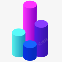PPT彩色圆柱图表立体插画矢量图素材