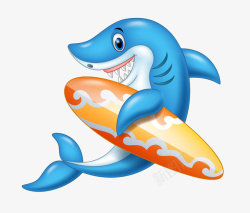 蓝色滑板跳跃的鲨鱼高清图片