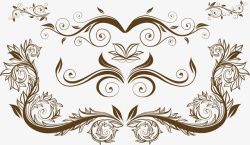 欧美风纸质边框欧式经典线描叶子花纹边框高清图片