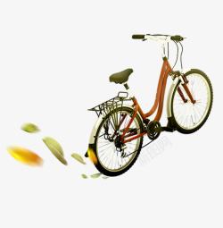 彩色汽球自行车和树叶高清图片