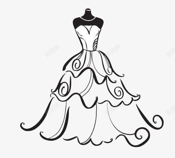 婚纱的简笔画公主裙图片