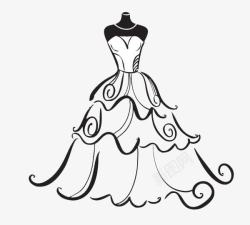 黑白礼服手绘婚纱高清图片