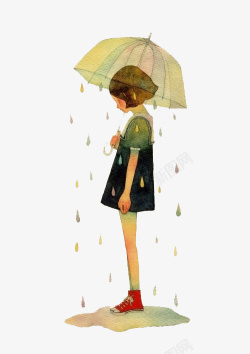 孤独女孩撑着伞的女孩高清图片