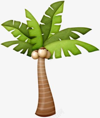 椰树卡通绿叶植物图标图标