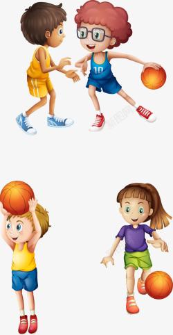 男孩玩篮球手绘打篮球的孩子高清图片