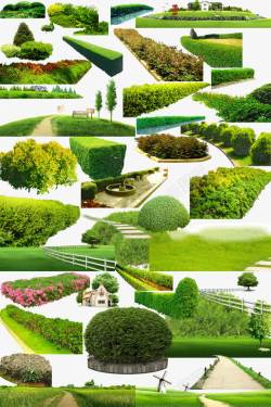绿色围栏园林集合高清图片