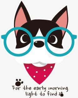 数字T恤图案戴眼镜的小狗印花高清图片