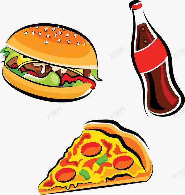 可乐汉堡披萨png免抠素材_新图网 https://ixintu.com 卡通 手绘 绘画 食品