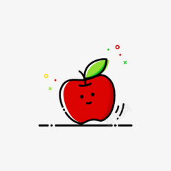 牛油果水果表情红色的小苹果mbe风格高清图片