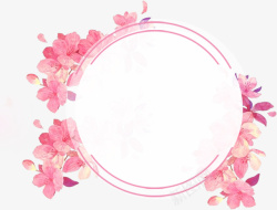粉色水彩花朵标签素材