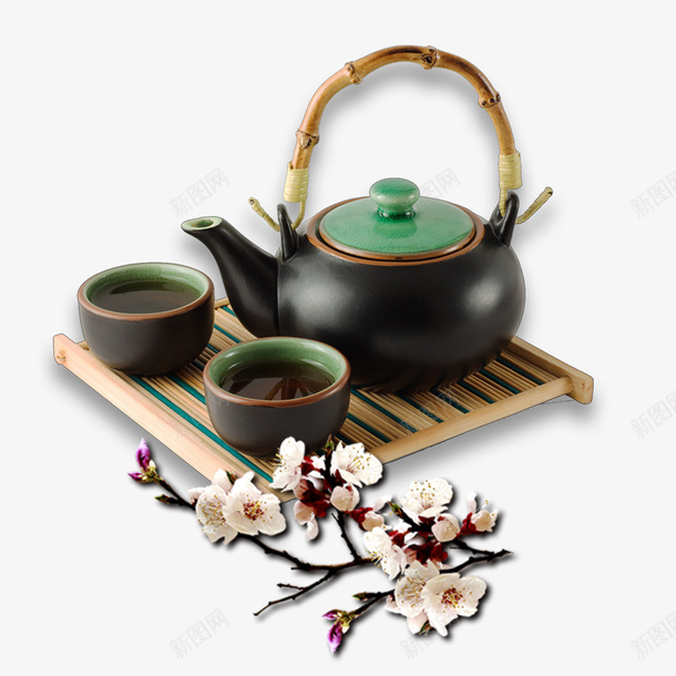 com 中国茶道 梅花 樱花 茶具 茶壶 茶杯 茶水 茶道