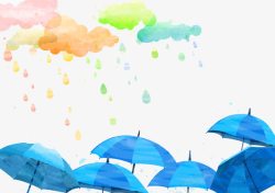 彩色雨点水彩手绘下雨天高清图片