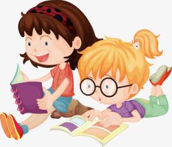 认真学习的女孩一起看书的女孩高清图片