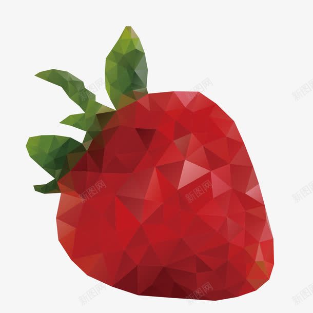 立体红色草莓png免抠素材_新图网 https://ixintu.com 几何装饰 分块水果 水粉静物 立体水果 红色 色块层叠 草莓