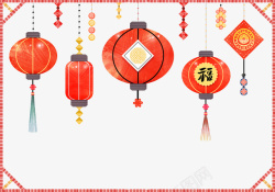中国风红灯笼边框图素材