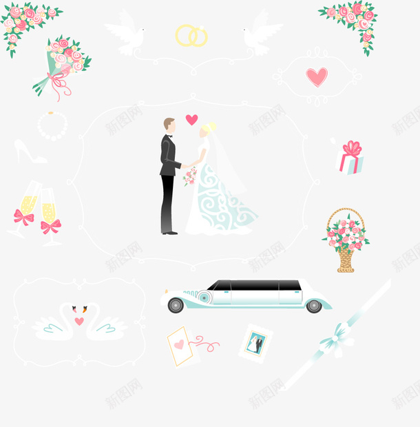 手绘婚礼元素png免抠素材_新图网 https://ixintu.com 元素 婚礼 手绘 浪漫