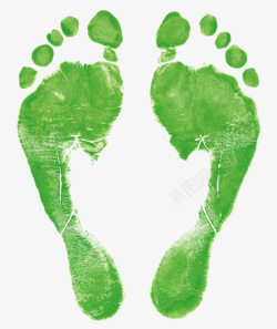 留下绿色墨水绘制的带裂纹脚印高清图片