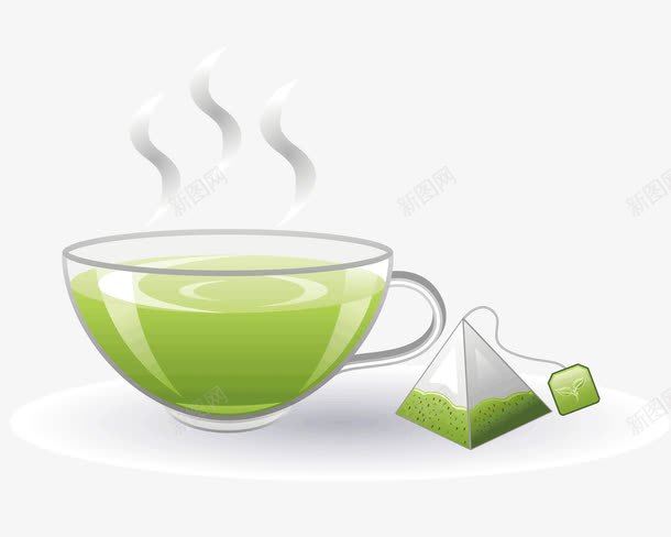 绿色的热茶png免抠素材_新图网 https://ixintu.com 杯子 热气 端午 绿茶 茶叶包